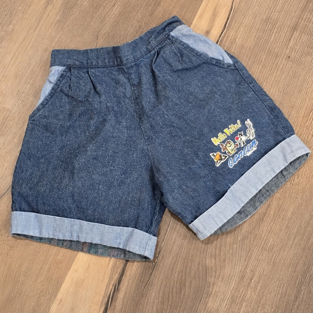 Kids Looney Tunes Shorts Vintage Jean Denim Boys Girls‎ Taz Bugs Daffy Size 8*